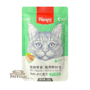 پوچ گربه ونپی Wanpy طعم مرغ و میگو